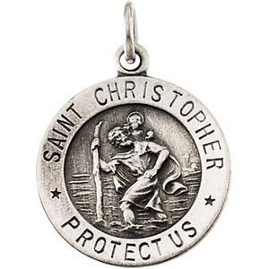 Protective Sterling Silver St. Christopher Medal Pendant